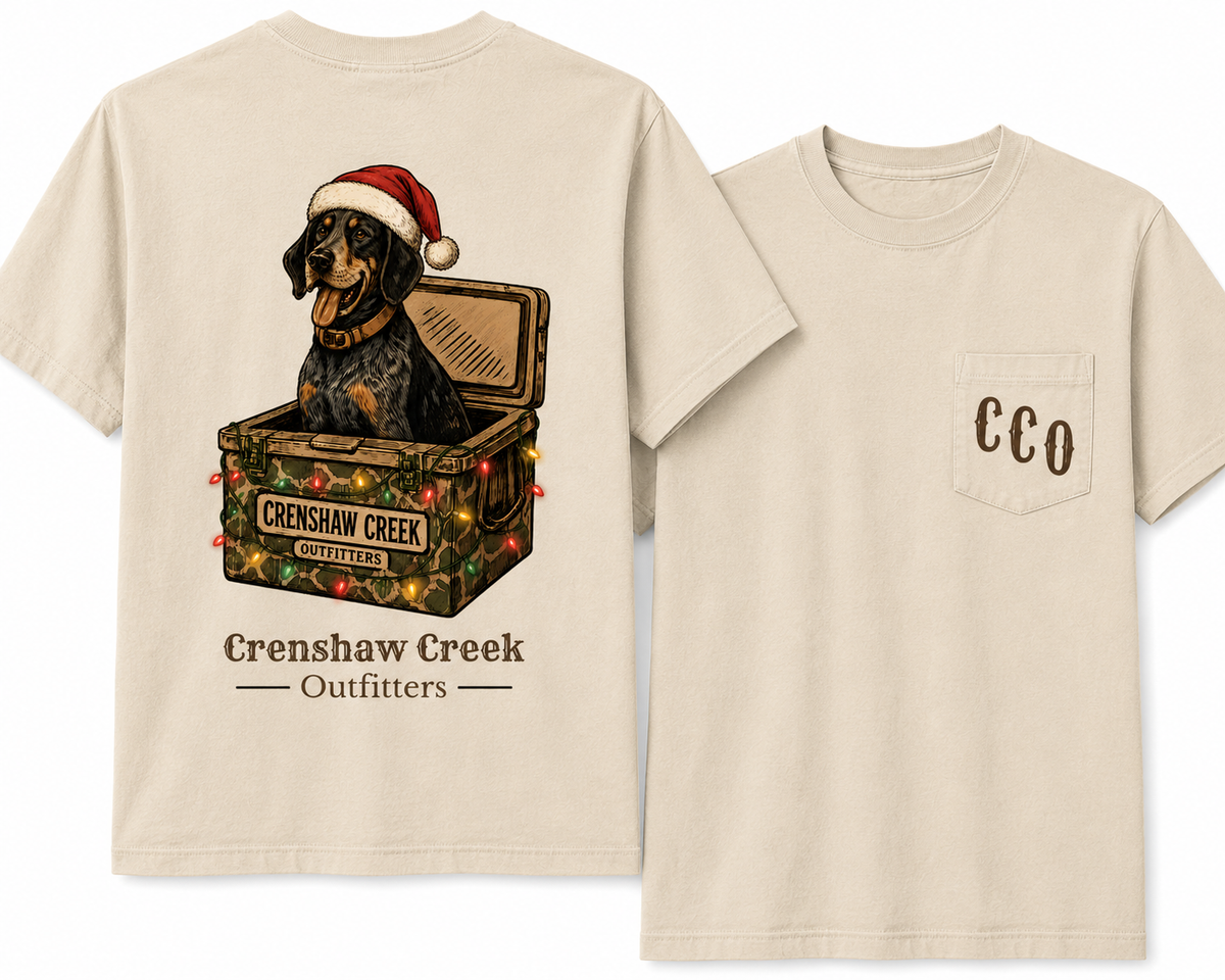 Christmas at the Creek Coonhound Pocket Tee