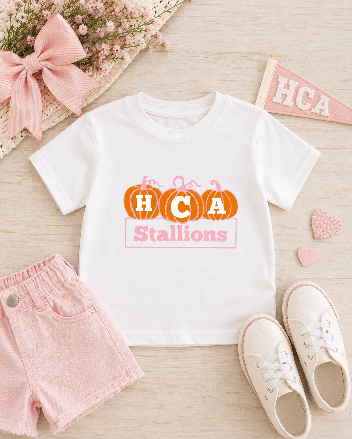 HCA Pink Bow Pumpkins Girls’ Tee